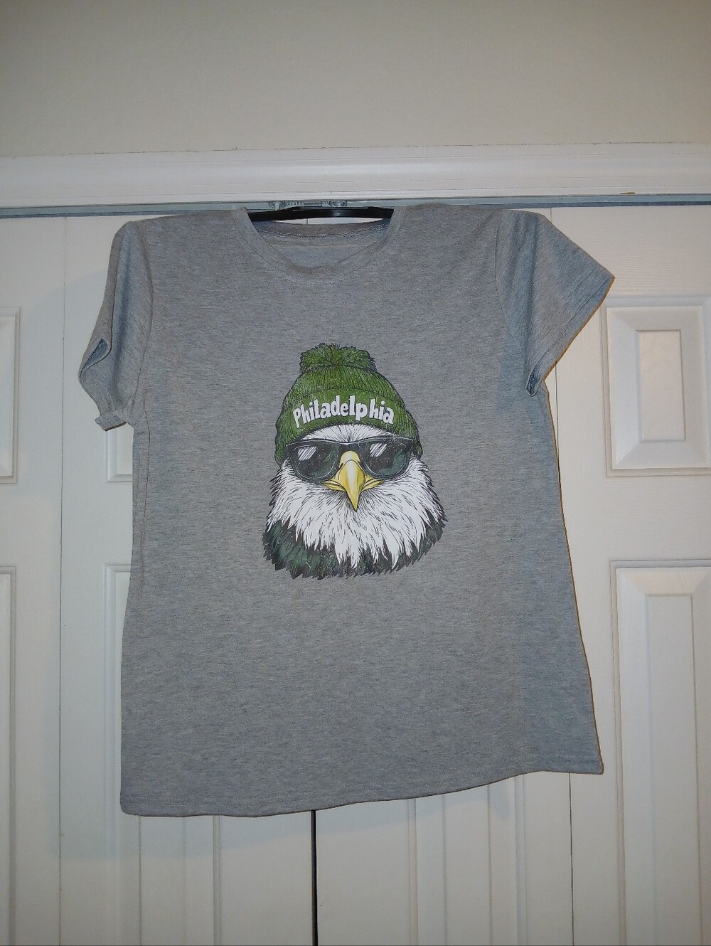 Light Grey Philadephia Eagle Head Graphic Print T Shirt